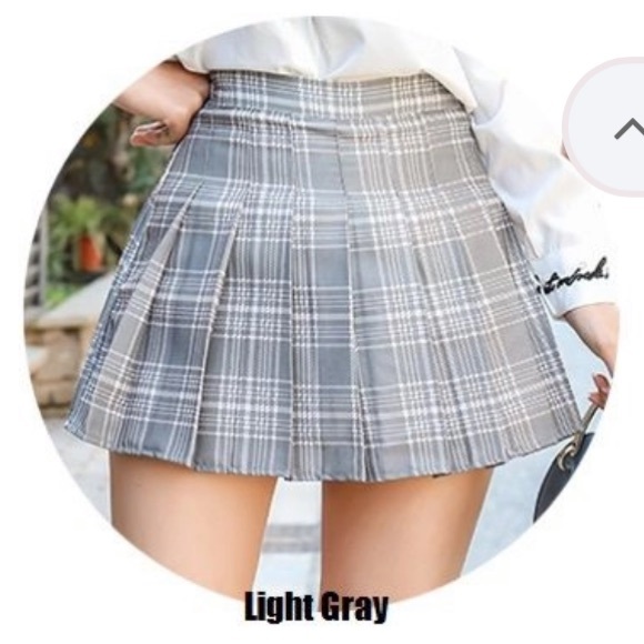 Mini Pleated Plaid Skirt Grey - Picture 3 of 5